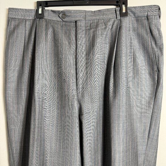 Hart Schaffner Marx Pinstripe Wool 2 Piece Suit Men's 46L Gray Gold Trumpeter - Picture 13 of 16